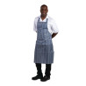 Waterproof Striped Blue And White Bib Apron 1016 X 711 Mm - Whites Chefs Clothing - Fourniresto