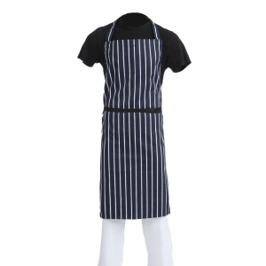 Delantal Babero Extra Largo Sin Bolsillo a Rayas Azul Marino y Blanco - Whites Chefs Clothing - Fourniresto