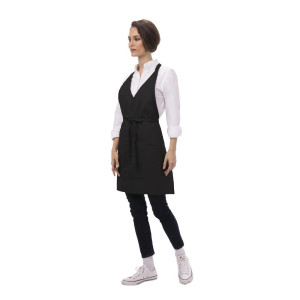 Delantal de pechera Tuxedo negro de polialgodón 698 x 838 mm - Chef Works - Fourniresto