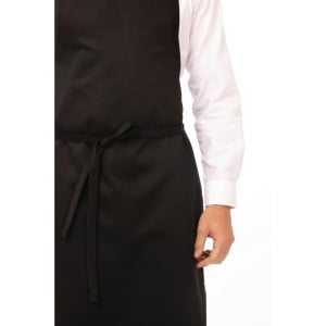 Delantal de pechera negro con bolsillos y cinta ajustable al cuello - Chef Works - Fourniresto