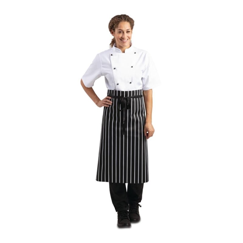 Delantal de cocina a rayas blanco y negro 760 x 970 mm - Ropa de chef blancos - Fourniresto