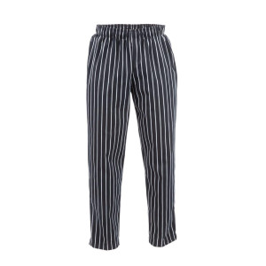 Pantalón de cocina unisex a rayas en negro y blanco - Talla L - Chef Works - Fourniresto