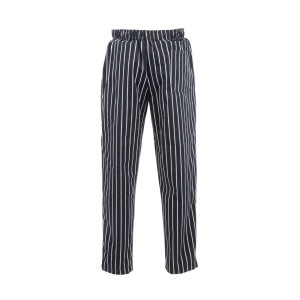 Pantalón de cocina unisex a rayas en negro y blanco - Talla L - Chef Works - Fourniresto