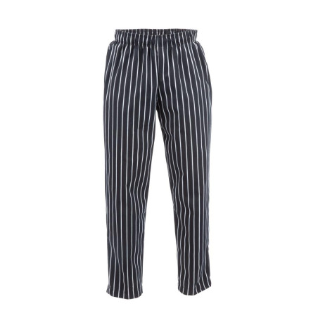 Pantalón de cocina unisex a rayas en negro y blanco - Talla M - Chef Works - Fourniresto