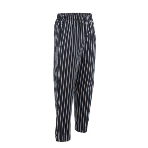 Pantalón de cocina unisex a rayas en negro y blanco - Talla M - Chef Works - Fourniresto