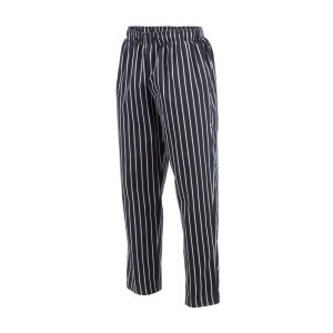 Pantalón de cocina unisex a rayas en negro y blanco - Talla M - Chef Works - Fourniresto