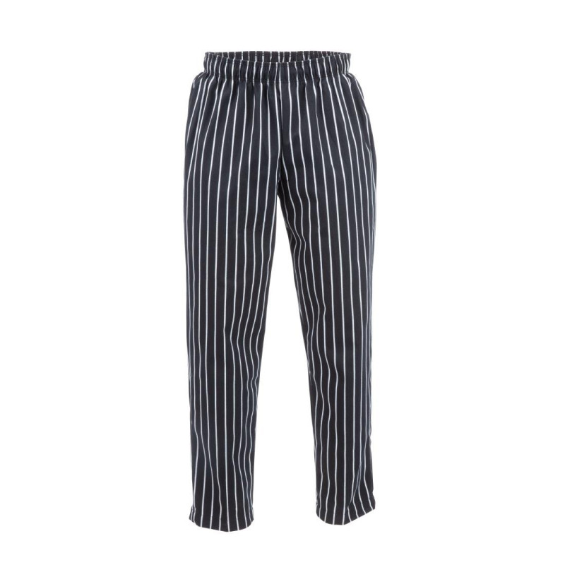 Pantalón de cocina unisex a rayas en blanco y negro - Talla S - Chef Works - Fourniresto