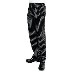 Pantalón de cocina unisex a rayas en blanco y negro - Talla S - Chef Works - Fourniresto