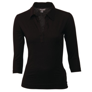 Camiseta cuello en V negra para mujer - Talla S - Chef Works - Fourniresto