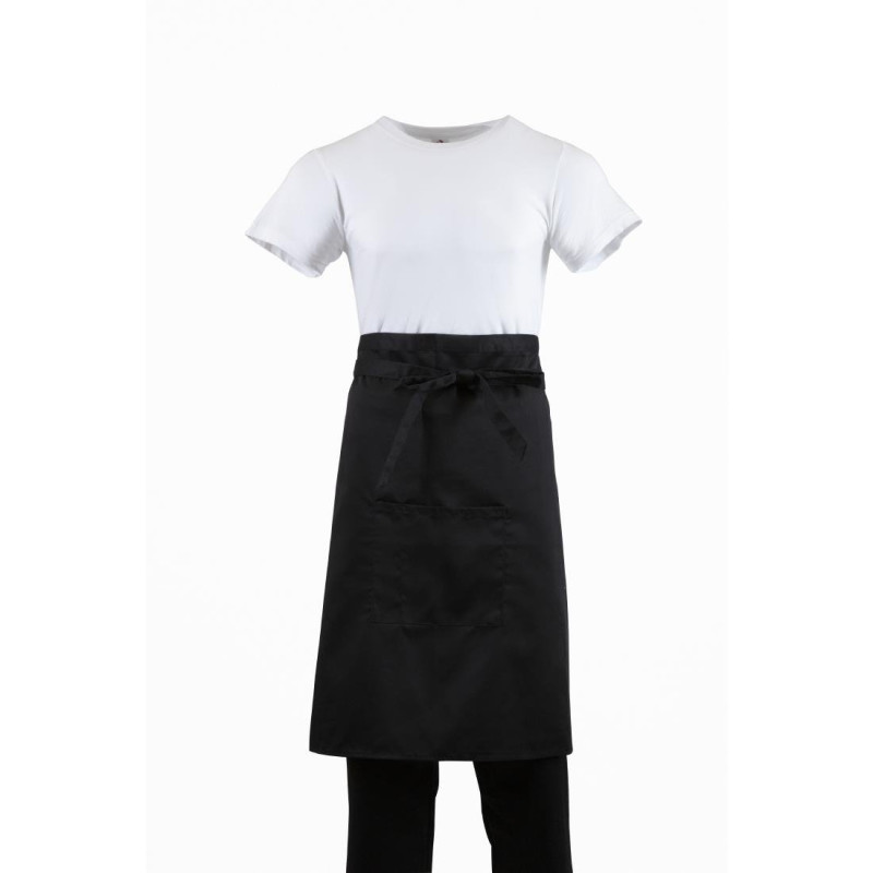 Delantal de camarero estándar negro 1000 x 700 mm - Whites Chefs Clothing - Fourniresto