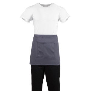 Delantal de camarero corto gris antracita de polialgodón 750 x 373 mm - Whites Chefs Clothing - Fourniresto