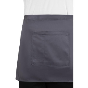 Delantal de camarero corto gris antracita de polialgodón 750 x 373 mm - Whites Chefs Clothing - Fourniresto