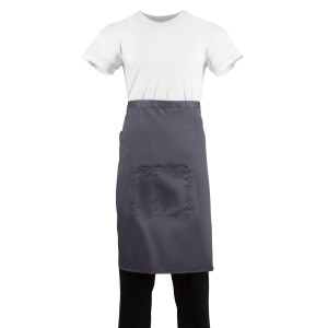 Delantal de camarero gris antracita de polialgodón 1000 x 700 mm - Whites Chefs Clothing - Fourniresto