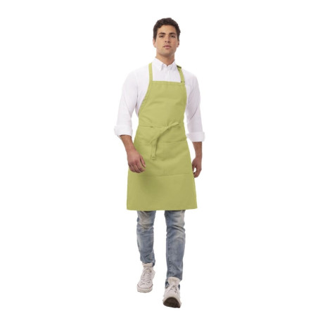 Bib Apron with Adjustable Neck Strap and Double Pocket Lime Green 610 x 860 mm - Chef Works - Fourniresto