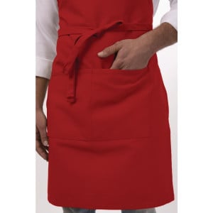 Tablier Bavette Avec Tour De Cou Réglable Et Double Poche Rouge 610 X 860 Mm - Chef Works - Fourniresto