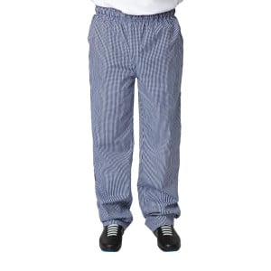 Unisex Vegas Blue and White Checkered Kitchen Pants - Size L - Whites Chefs Clothing - Fourniresto