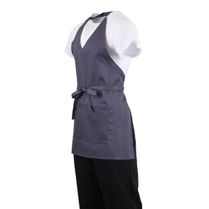 Delantal de camarero cuello en V gris antracita en polialgodón 838 x 698 mm - Whites Chefs Clothing - Fourniresto