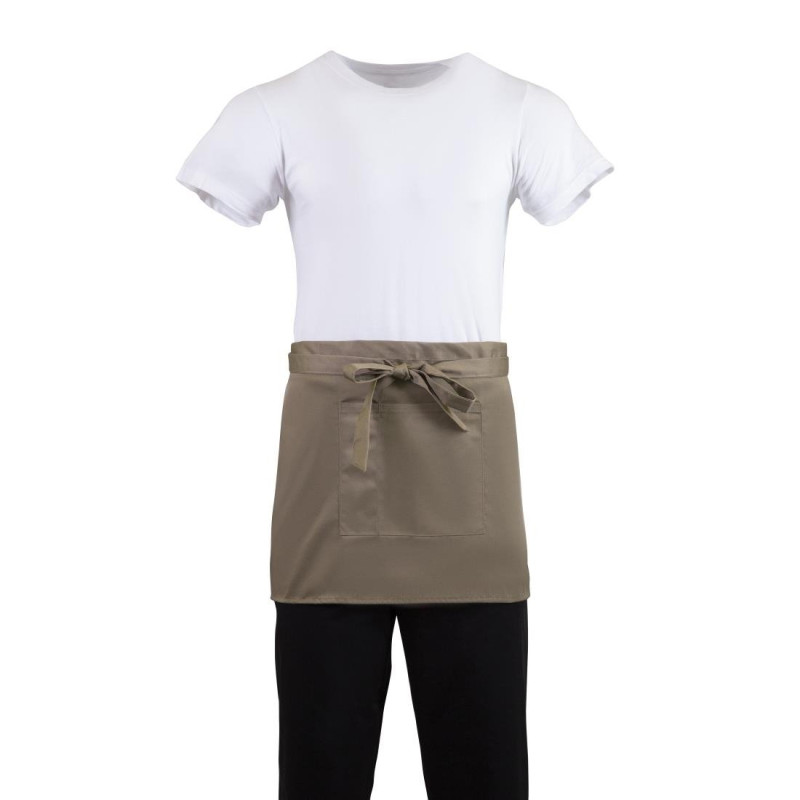 Delantal de camarero corto marrón claro de polialgodón 373 x 750 mm - Whites Chefs Clothing - Fourniresto