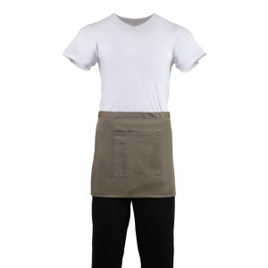 Delantal de camarero corto marrón claro de polialgodón 373 x 750 mm - Whites Chefs Clothing - Fourniresto