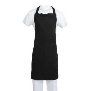 Delantal Babero Negro de Polialgodón 900 x 1040 mm - Whites Chefs Clothing - Fourniresto