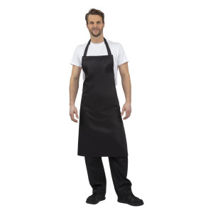 Tablier Bavette Noir en Polycoton 900 x 1040 mm - Whites Chefs Clothing - Fourniresto