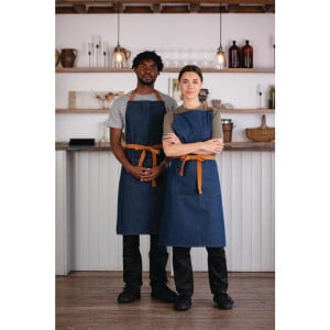 Tablier de Serveur Denim Bleu avec Ceinture en Coton 1000 x 700 mm - Whites Chefs Clothing - Fourniresto