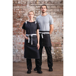 Delantal de camarero corto de mezclilla negra Southside 400 x 760 mm - Whites Chefs Clothing - Fourniresto