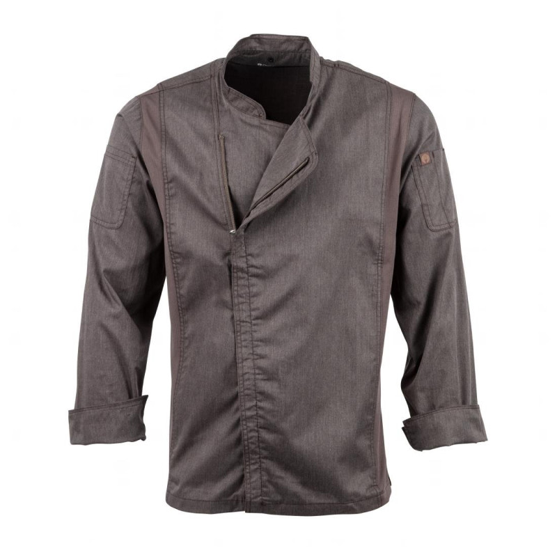 Chaqueta de cocina unisex con cierre de cremallera en gris grafito Hartford - Talla L - Chef Works - Fourniresto