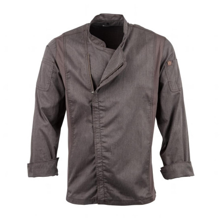 Chaqueta de cocina unisex con cierre de cremallera en gris grafito Hartford - Talla M - Chef Works - Fourniresto