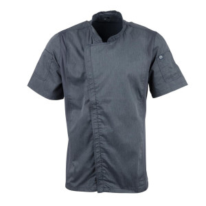 Chaqueta de cocina unisex de manga corta con cierre de cremallera en azul tinta - Talla L - Chef Works - Fourniresto