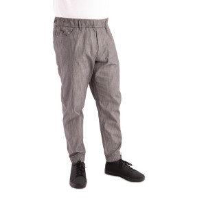 Pantalón de cocina Jogger a rayas finas negras y blancas - Talla S - Chef Works - Fourniresto