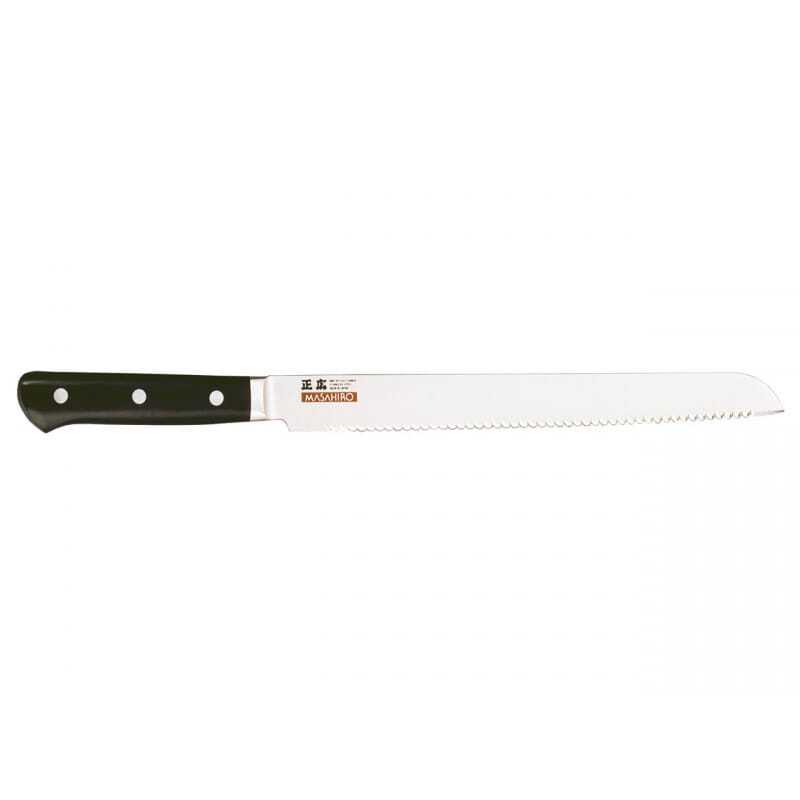 Cuchillo de pan con hoja dentada suave de 24 cm de calidad japonesa Masahiro