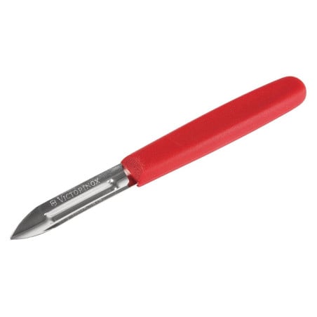 Pelador con mango de nylon rojo de doble filo - Victorinox - Fourniresto