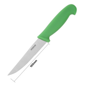 Cuchillo para verduras de hoja dentada verde de 10 cm - Hygiplas - Fourniresto