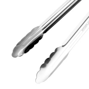 Black Stainless Steel 300 mm Serving Tongs - Vogue - Fourniresto