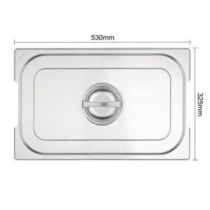 Tapa GN 1/1 de acero inoxidable para bandeja con asas - Vogue - Fourniresto