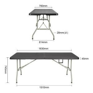 Mesa plegable negra central de 180 cm - Bolero - Fourniresto