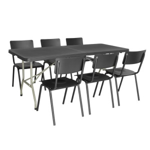 Mesa plegable negra central de 180 cm - Bolero - Fourniresto