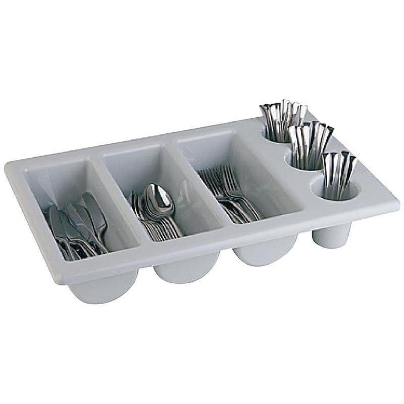 Bandeja de cubiertos gris con 6 compartimentos GN 1/1 325 x 530 mm - APS - Fourniresto