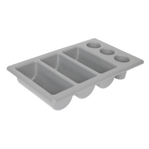 Bandeja de cubiertos gris con 6 compartimentos GN 1/1 325 x 530 mm - APS - Fourniresto