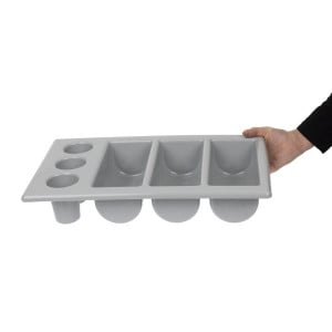 Bandeja de cubiertos gris con 6 compartimentos GN 1/1 325 x 530 mm - APS - Fourniresto