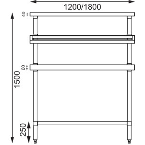 Gran mesa de preparación de acero inoxidable con soporte para bandejas GN 1800 x 600 mm - Vogue - Fourniresto