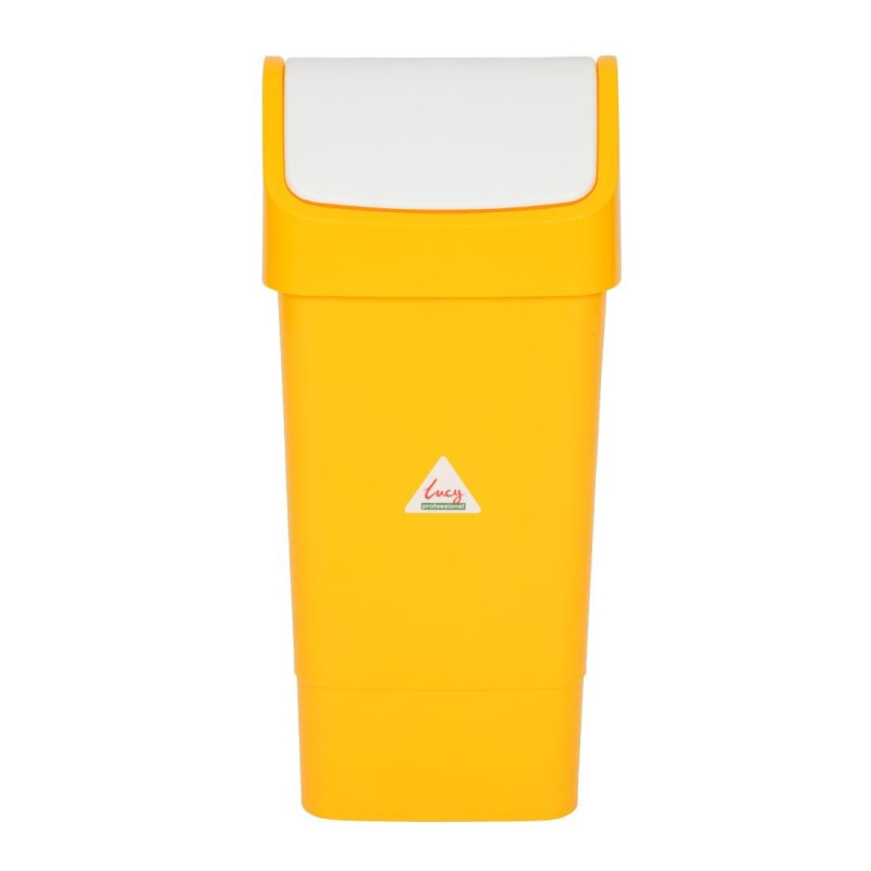 Cubo de basura amarillo de polipropileno con tapa abatible de 50 L - Scot Young - Fourniresto