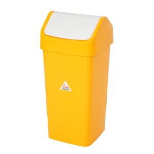 Cubo de basura amarillo de polipropileno con tapa abatible de 50 L - Scot Young - Fourniresto