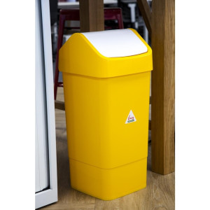 Cubo de basura amarillo de polipropileno con tapa abatible de 50 L - Scot Young - Fourniresto