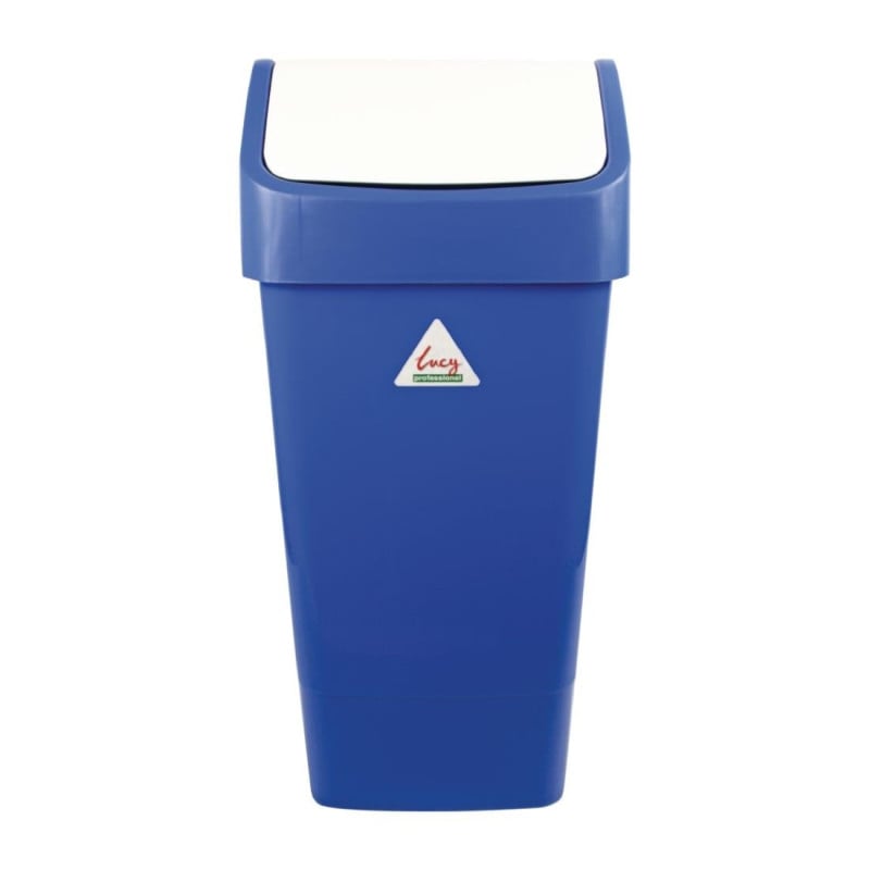 Cubo de basura azul de polipropileno con tapa abatible de 50 L - Scot Young - Fourniresto