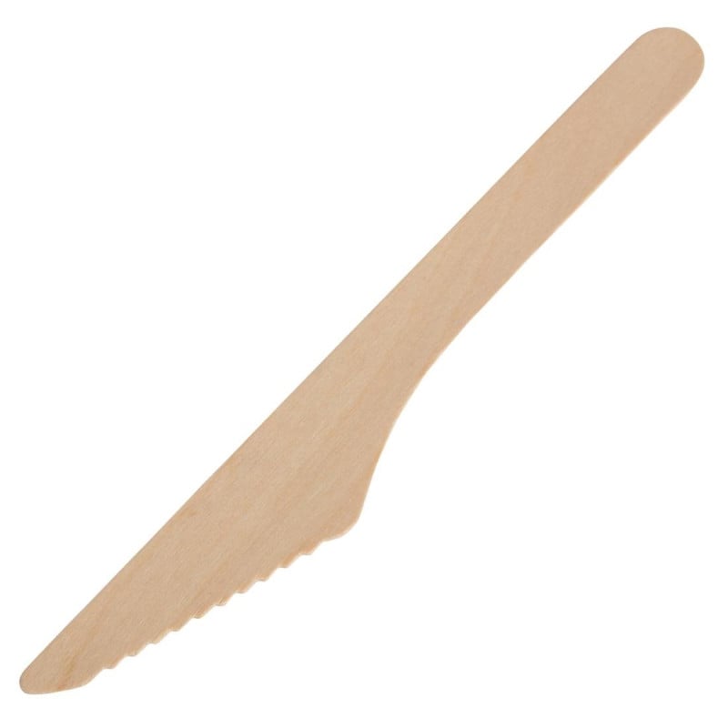 Cuchillo de madera biodegradable de 165 mm - Lote de 100 - Fiesta Green - Fourniresto