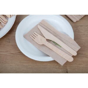 Cuchillo de madera biodegradable de 165 mm - Lote de 100 - Fiesta Green - Fourniresto