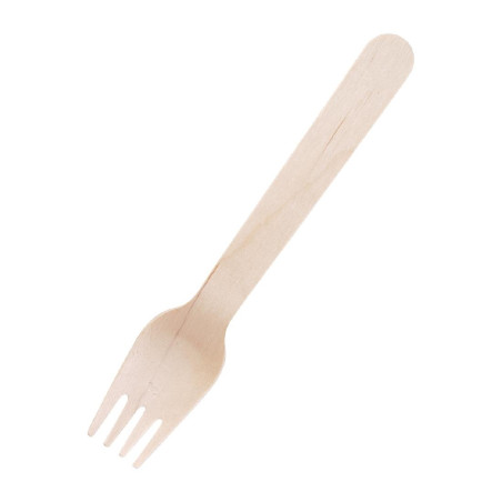 Biodegradable Wooden Fork 155 mm - Pack of 100 - Fiesta Green - Fourniresto