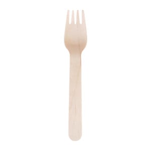 Tenedor de madera biodegradable de 155 mm - Paquete de 100 - Fiesta Green - Fourniresto